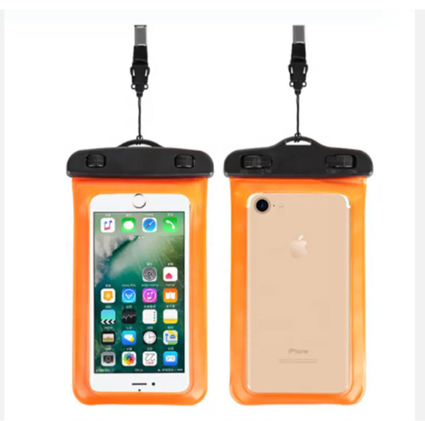 New Universal IPX8 Waterproof Anti Sinking Phone Case Water Proof Bag With Lanyard Fits All Phones Up To 7.5in, also can be used as dry bag for keys, cash, cards etc! Great for Protection & taking underwater pics! Orange