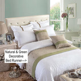 NEW OSVINO Natural Modern Linen Bed End Scarf Runner Protector No Fading Soft, Green Fits All Size Beds, Retails $49+