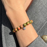 Retails $70+ Otter Spirit Unakite Healing Bracelet Authentic AAA Grade natural crystal Unakite~Balance~Harmony~Strength! Includes explanation care card! New in Gift Box!