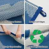 NEW Retails $60, Outdoor Rug 5x8 ft Boho Waterproof Outdoor Carpet-Patio RV Deck Camping Rug Portable Boho Rugs for Outdoor Area Rug Picnic Backyard Porch Beach Mat Tropical Blue