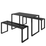 New ASSEMBLED Outsunny 3 Pieces Outdoor Metal Picnic Table Set with 2 Benches, for Garden, Patio, Black! Has few minor scuffs from transport Retails $320+