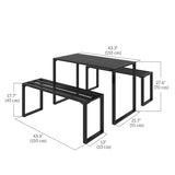 New ASSEMBLED Outsunny 3 Pieces Outdoor Metal Picnic Table Set with 2 Benches, for Garden, Patio, Black! Has few minor scuffs from transport Retails $320+