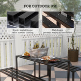 New ASSEMBLED Outsunny 3 Pieces Outdoor Metal Picnic Table Set with 2 Benches, for Garden, Patio, Black! Has few minor scuffs from transport Retails $320+