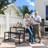 New ASSEMBLED Outsunny 3 Pieces Outdoor Metal Picnic Table Set with 2 Benches, for Garden, Patio, Black! Has few minor scuffs from transport Retails $320+