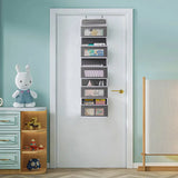 NEW Over Door Storage Organizer 5 Pockets Fabric with PVC Windows for Toys, Purses, Keys, Sunglasses, Hat Grey