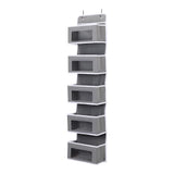 NEW Over Door Storage Organizer 5 Pockets Fabric with PVC Windows for Toys, Purses, Keys, Sunglasses, Hat Grey