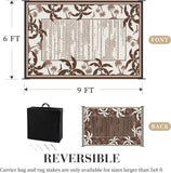 NEW Retails $120, Outdoor Rug 8x10 ft Boho Waterproof Outdoor Carpet-Patio RV Deck Camping Rug Portable Boho Rugs for Outdoor Area Rug Picnic Backyard Porch Beach Mat, Palm Brown/Beige