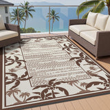 NEW Retails $120, Outdoor Rug 8x10 ft Boho Waterproof Outdoor Carpet-Patio RV Deck Camping Rug Portable Boho Rugs for Outdoor Area Rug Picnic Backyard Porch Beach Mat, Palm Brown/Beige