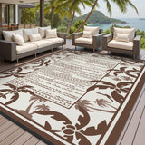 NEW Retails $120, Outdoor Rug 8x10 ft Boho Waterproof Outdoor Carpet-Patio RV Deck Camping Rug Portable Boho Rugs for Outdoor Area Rug Picnic Backyard Porch Beach Mat, Palm Brown/Beige