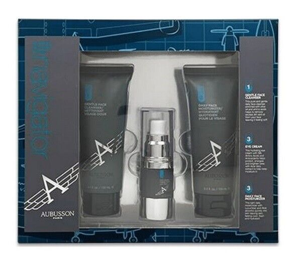 NEW Aubusson Paris Navigator Men Fragrance 3 Pack Cleanser, Eye Cream & Moisturizer