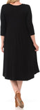 New Retails $60+ Pastel by Vivienne Women's A-Line Trapeze Midi Dress Plus Size, Black, Sz 3X