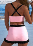 New Retails $62+ Criss Cross Patchwork Pink Bikini Set Sz L