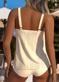 New Retails $63+ Patchwork Cross Hem Beige Tankini Set Sz L