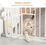 New Retails $80+ PawHut 36" H Dog Gate with Cat Door, Pet Gate with Small Door, Easy Open Indoor Dog Gates for Doorways, House, Stair, 29"-31.5" Long, White