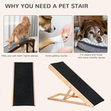 Retails $99 New PawHut Dog Ramp for Bed Couch, Foldable Wooden Pet Ramp Height Adjustable 4 Levels, for Cats Large Dogs with Non Slip Carpeted Surface, Natural