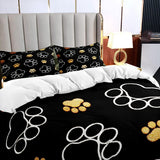New ZWQKHSM Full/Double Duvet Cover- Black Dog Paw Prints 120gsm Brushed Microfiber Bedding Set 3 Piece, Patterned Comforter Cover 80x90 inches and 2 Pillowcases with Zipper