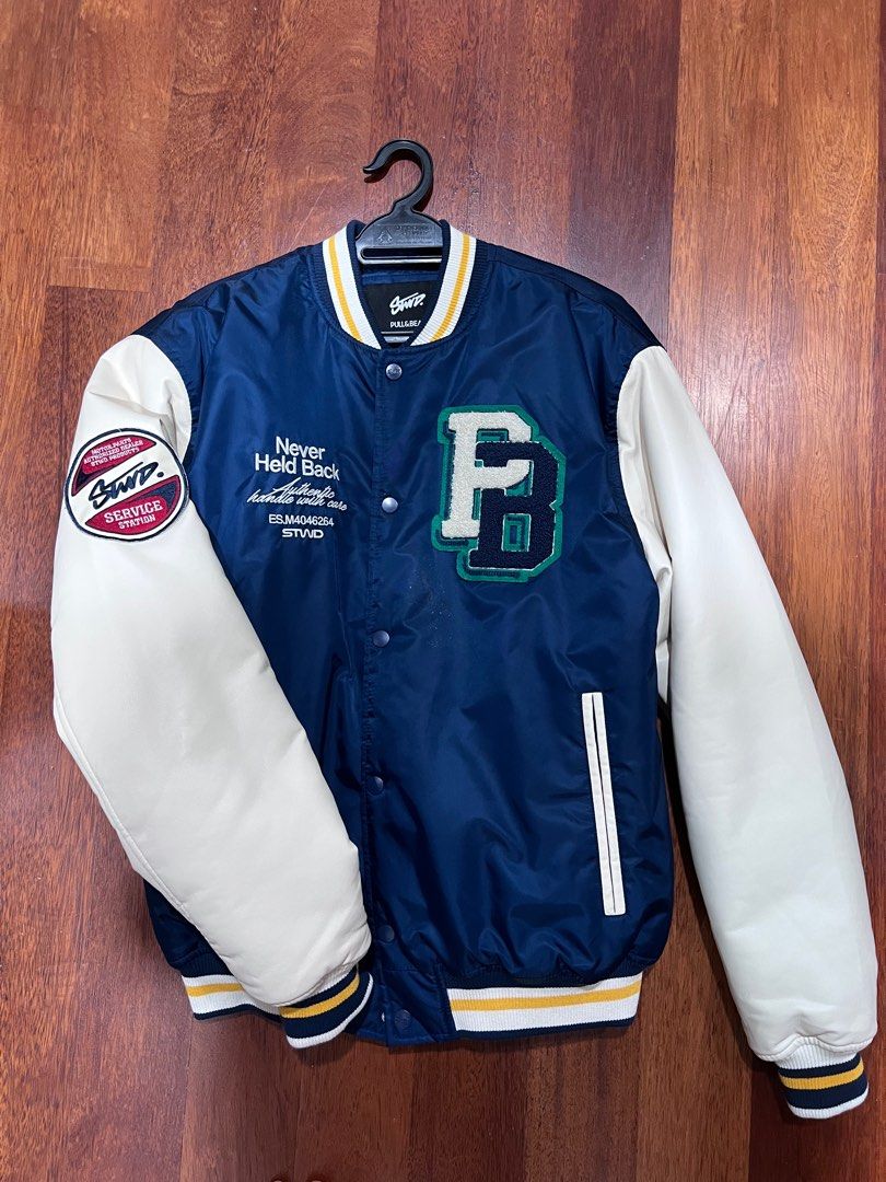 New Men's Pull & Bear Varsity Bomber Jacket, Sz S – The