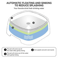 New in box! Pecoda Floating Water Bowl for Dogs Cats,1200 mL Splash-Free Pet Bowl, No Spill Dog Water Bowl, Anti-slip