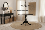 Retails $603+ New Assembled Wayfair Laurel Foundry Modern Farmhouse Round Solid Wood Base Dining Table, Black 39.5" Round