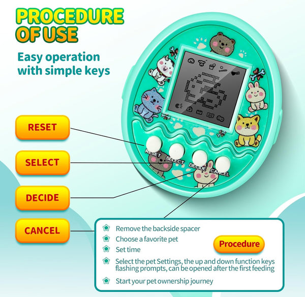 New tongfeng Virtual Pet Machine | 168 Pets Electronic Digital Pet Toys | 9 Feeding Modes Virtual Electronic Digital Pets Game, Nostalgic Virtual Digital Pet 90s Toys