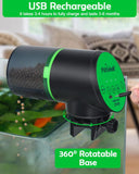 New Petbank Automatic Fish Feeder for Aquarium - Auto Fish Food Dispenser Rechargeable for Fish Tank Vacation Fish Feeder Timer with USB Charger Cable