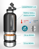 Retails $120+ NEW Thermosis 64 Oz Stainless Steel Insulated Water Bottle with integrated pet bowls for food and water - Includes 1 Lid - Leak Proof - PINK! Great for walks with your Pooch!