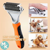 New Undercoat rake for Cats and Dogs，Dog Deshedding Brush, 2 in 1 De-matting Comb & deShedding Tool for Cats and dogs，Pet Hair Grooming Brush, Clear mats and tangles, Reduces Shedding by 95%