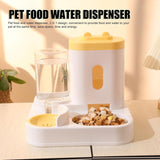 2-in-1 Pet Feeder and Water Dispenser, Automatic Gravity Food Water Bowl for Small Medium Dogs Cats Yellow