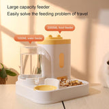 2-in-1 Pet Feeder and Water Dispenser, Automatic Gravity Food Water Bowl for Small Medium Dogs Cats Yellow