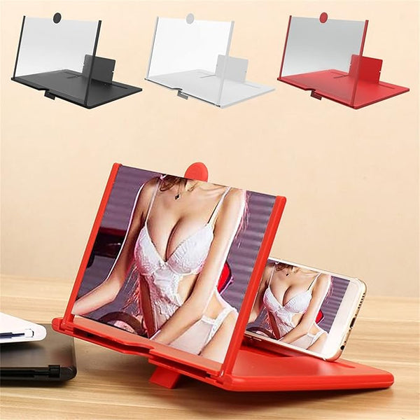 9 inch 3D Screen Magnifier, Mobile Phone Amplifier HD Projector Screen, Foldable Phone Stand with Screen Amplifier for Watching Movies and Videos, Gaming, Supports All Smartphones RED