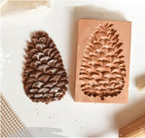 New Carved Wooden Cookie Mold Pinecone