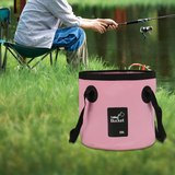 NEW Water Bucket Folding PVC Carrier Wash Basin Traveling Camping Fishing Boating Reusable Organizer Container Accessories Pink 12L