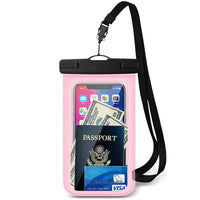 New Universal IPX8 Waterproof Anti Sinking Phone Case Water Proof Bag With Lanyard Fits All Phones Up To 7.5in, also can be used as dry bag for keys, cash, cards etc! Great for Protection & taking underwater pics! Pink