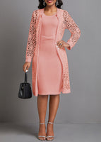 New Pink Two Piece Long Sleeve Round Neck Dress and Cardigan Pink Sz XL! Retails $60+