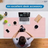 New Dual Sided Desk Pad, Large Desk Mat, Waterproof Desk Blotter Protector Mouse Pad, Leather Desk Pad Large for Keyboard and Mouse (48" x 23.5", Blue/Pink)