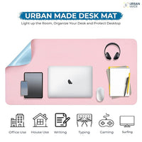 New Dual Sided Desk Pad, Large Desk Mat, Waterproof Desk Blotter Protector Mouse Pad, Leather Desk Pad Large for Keyboard and Mouse (48" x 23.5", Blue/Pink)