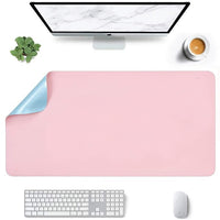 New Dual Sided Desk Pad, Large Desk Mat, Waterproof Desk Blotter Protector Mouse Pad, Leather Desk Pad Large for Keyboard and Mouse (48" x 23.5", Blue/Pink)