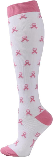 New Women's Knee High Compression socks Bottoms say "F#@K Cancer" Pink Ribbon, L/XL, Fit 9-12
