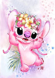 New QENSPE Adult Diamond Painting, Pink Mouse Diamond Painting 5D Complete, Flower Diamond Kit, Children's Diamond Rhinestone Cross Stitch Crystal Painting for Wall Decoration 30 x 40 cm