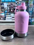 Retails $120+ NEW Thermosis 64 Oz Stainless Steel Insulated Water Bottle with integrated pet bowls for food and water - Includes 1 Lid - Leak Proof - PINK! Great for walks with your Pooch!