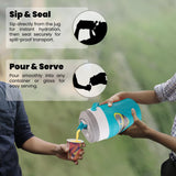 NEW Pinnacle's Platino 2 Litre Insulated Water Jug: Portable Lightweight Design for Cold Drinks |Collapsible Handle for Easy Carrying |Ideal for Travel, Camping, Beach | BPA Free