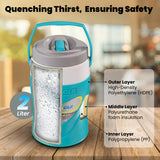 NEW Pinnacle's Platino 2 Litre Insulated Water Jug: Portable Lightweight Design for Cold Drinks |Collapsible Handle for Easy Carrying |Ideal for Travel, Camping, Beach | BPA Free