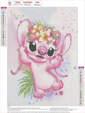 New QENSPE Adult Diamond Painting, Pink Mouse Diamond Painting 5D Complete, Flower Diamond Kit, Children's Diamond Rhinestone Cross Stitch Crystal Painting for Wall Decoration 30 x 40 cm