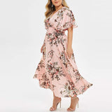 New Plus Size Maxi Dresses for Women Sexy Off Shoulder Sun Dresses Short Sleeve Beach Dresses Fashion Split Dress sz 3X Fits like 1X