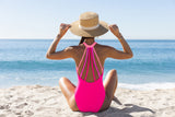 New Retails $55+ Hot Seller Popvil Back Strappy Plunge Color Block One Piece Swimsuit Sz L