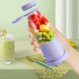 NEW 420ml Portable Electric Juicer Cup USB Rechargeable Fruit Blender Juicer Bottle Mixer Juicer Cup Blender Milkshake Maker (Purple)