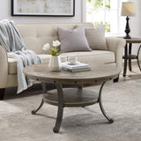 Retails $964+ New Assembled Powell Pewter Metal and Rustic Wood Coffee Table, light scuffing on 1 edge from transport shown in pics!