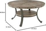 Retails $964+ New Assembled Powell Pewter Metal and Rustic Wood Coffee Table, light scuffing on 1 edge from transport shown in pics!