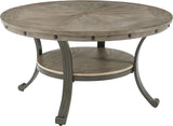Retails $964+ New Assembled Powell Pewter Metal and Rustic Wood Coffee Table, light scuffing on 1 edge from transport shown in pics!
