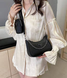 Inspired by Prada bag set, Black! Great Quality! Includes 2 straps, use with chain or longer cross body strap